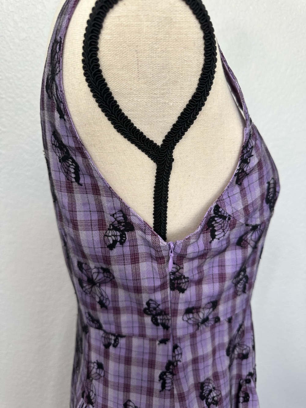 Cotre Midi Dress Sz L Butterfly Bustier Grunge Plaid Dark Cottagecore Dark Fairy - Picture 6 of 16